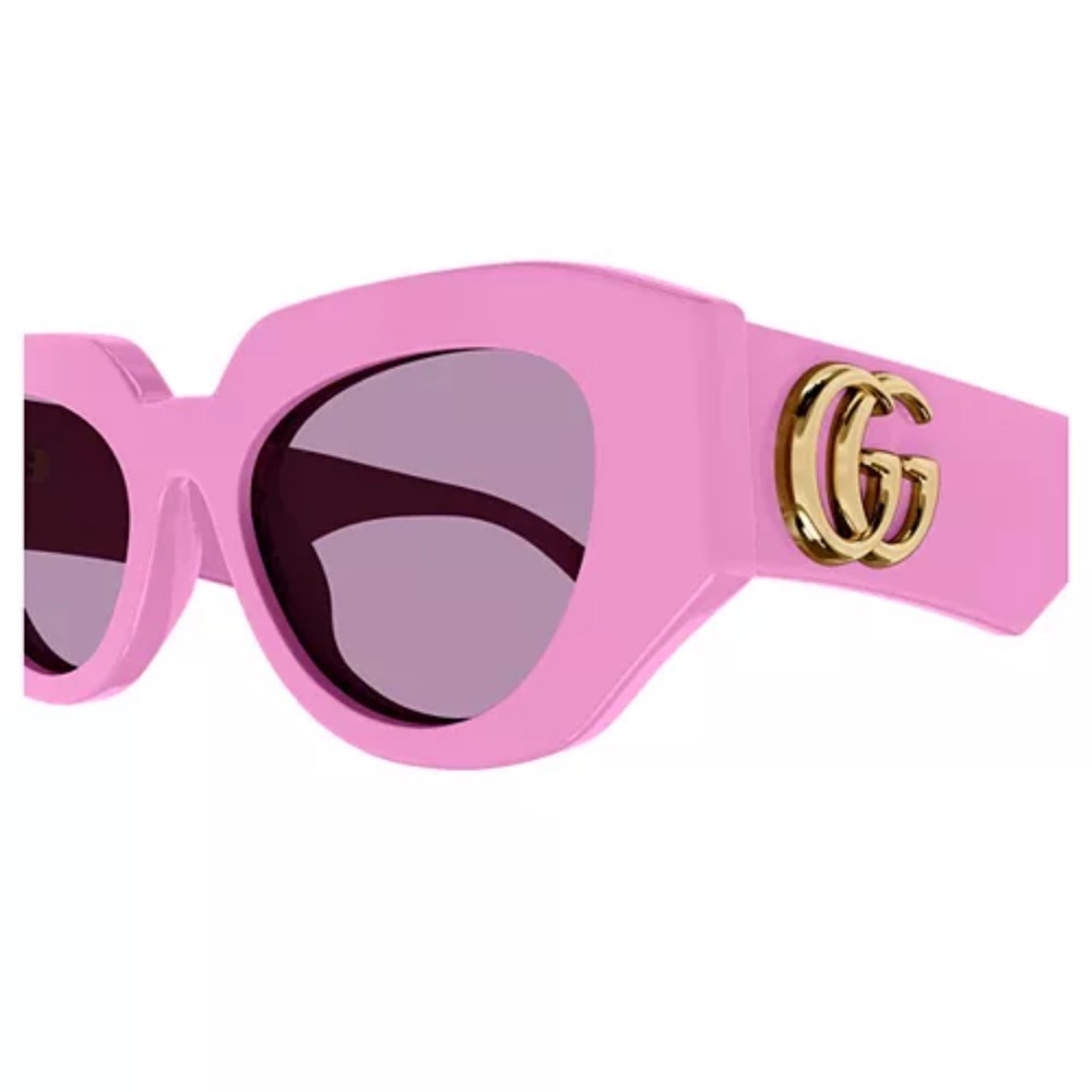 Gucci Pink Geometric Acetate Butterfly Sunglasses Oversized GG Logo w/ Case - Picture 8 of 13